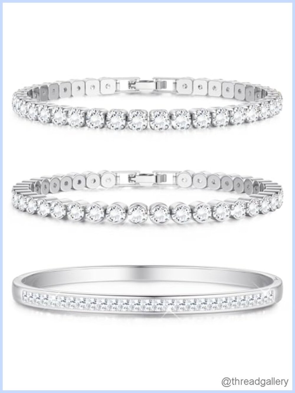 18K Gold Plated Tennis Bracelet Set for Women (3-Piece) Hypoallergenic Wedding